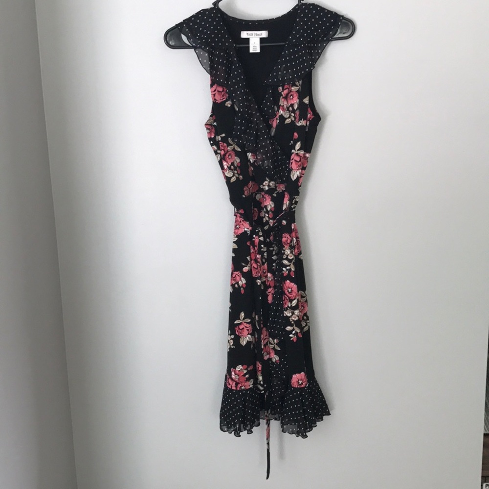 Black dress, pink floral